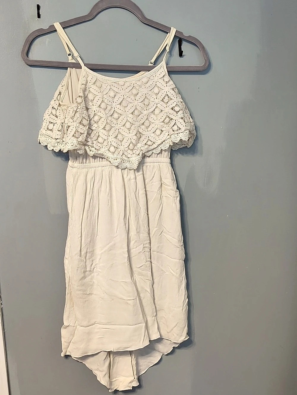 No Boundaries Crochet Lace Romper in White Size Small